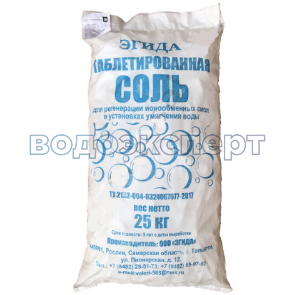 Соль таблетированная NaCl 25 кг, Россия